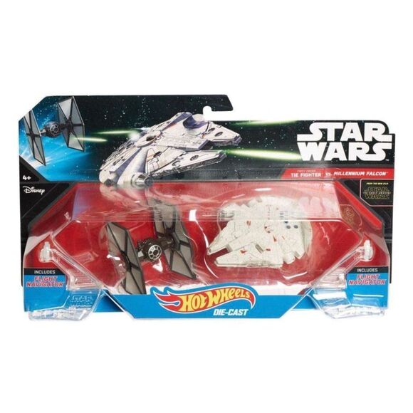 Star Wars Hot Wheels Tie Fighter Bleu avec Support de Vol - Véhicule Spatial Miniature en Métal pour Enfants Fans de Star Wars (3 ans et plus) - Unisex